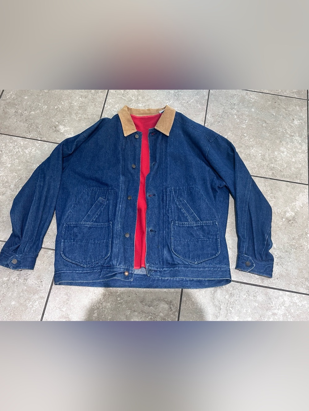 Austin Reed vintage denim jacket with removable wool vest XL